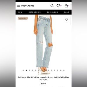 REDONE ORIGNAL 90’s HIGH RISE LOOSE IN BREEZY INDIGO